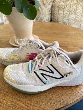 New Balance Pickleball White Sneakers with Pink & Green Accents